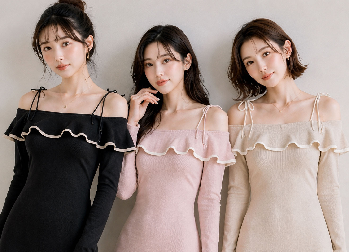 モデルコンテストに参加する3人の女性